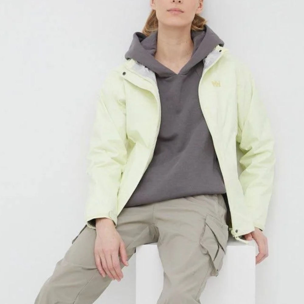 Helly Hansen Light Yellow Hooded Rain Jacket - Picture 4 of 10